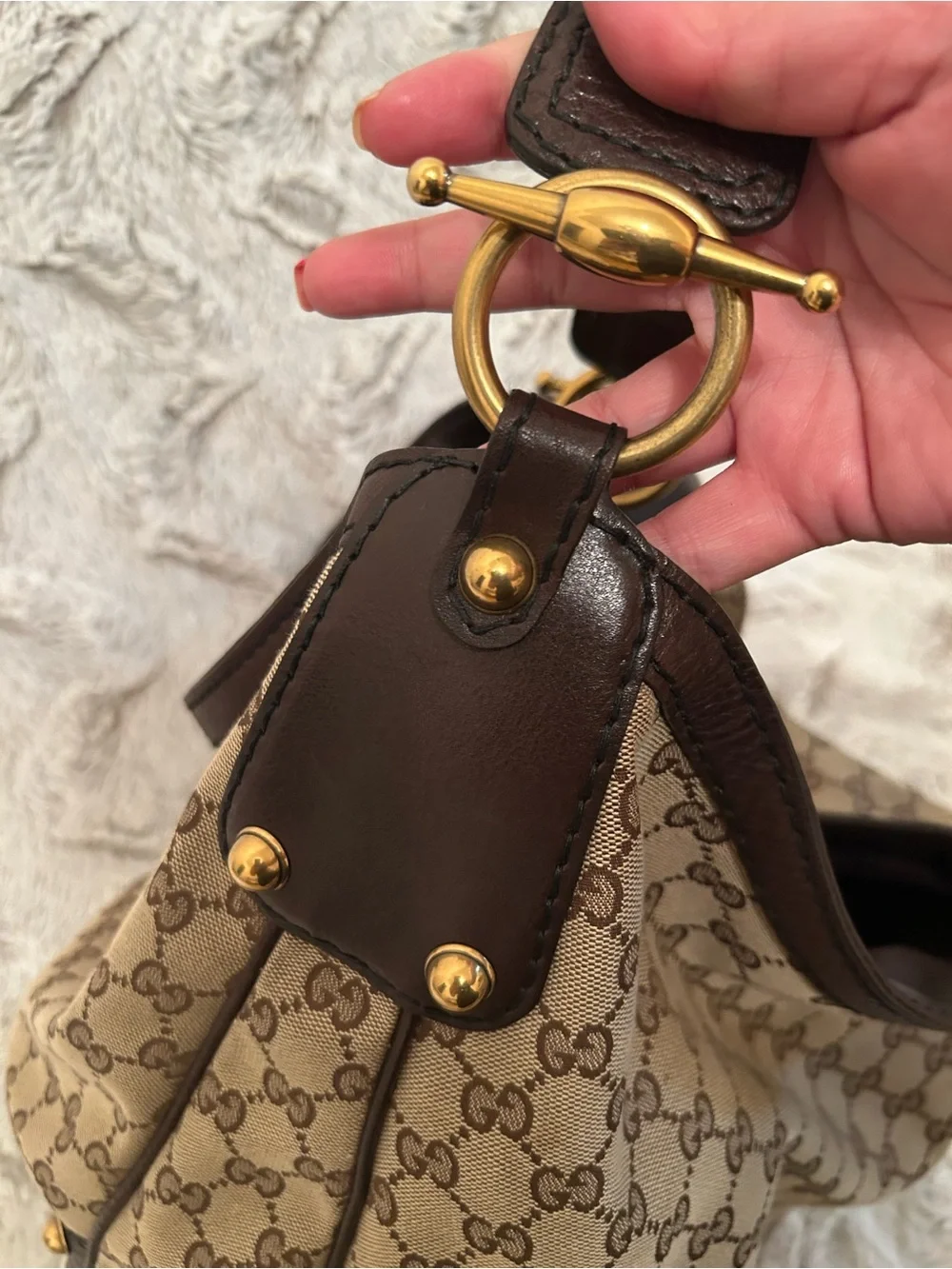 Gucci GG canvas jockey large hobo bag